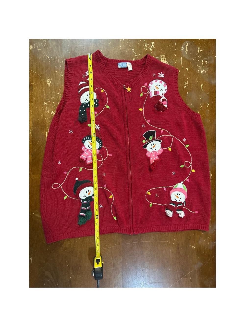 Holiday Editions  Vintage Red Snowman Embroidered Holiday Cardigan Size 2X - Picture 7 of 12